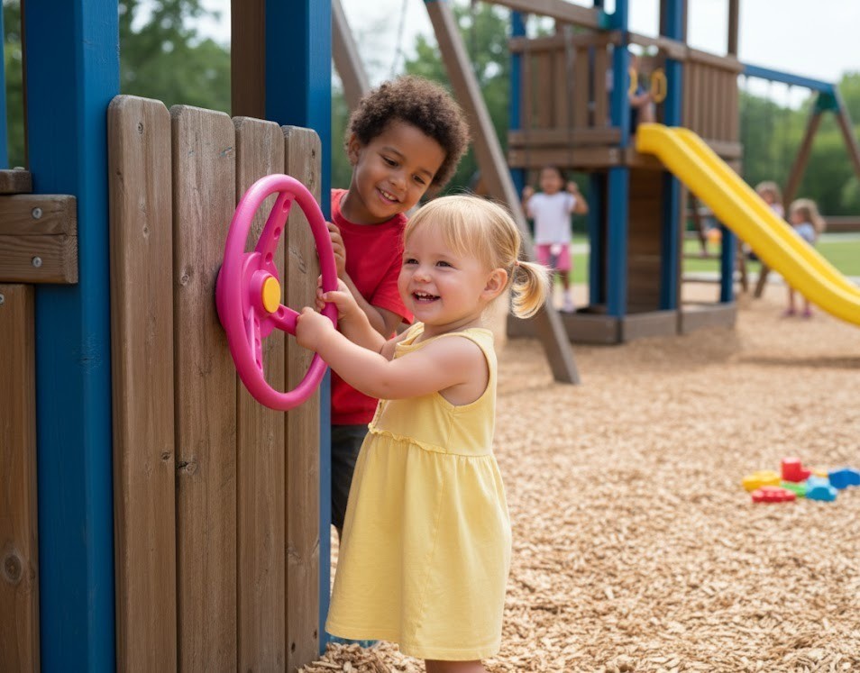 2-Handgriffe-Lenkrad-Fernrohr-Zubehoerset-Sparset-Spielturm-Set-Zubehoer-Rosa-157683662732-9